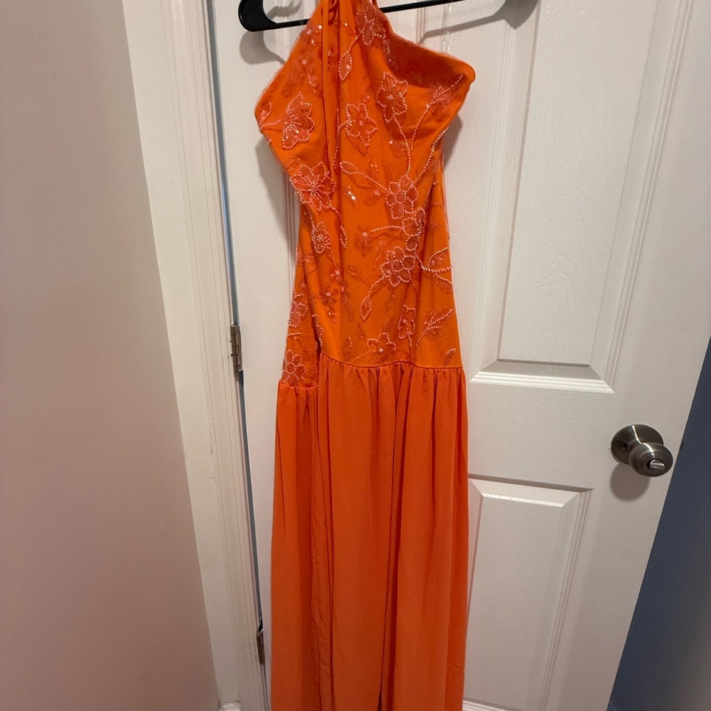 Peppermayo Vibrant Orange Floral Maxi Dress